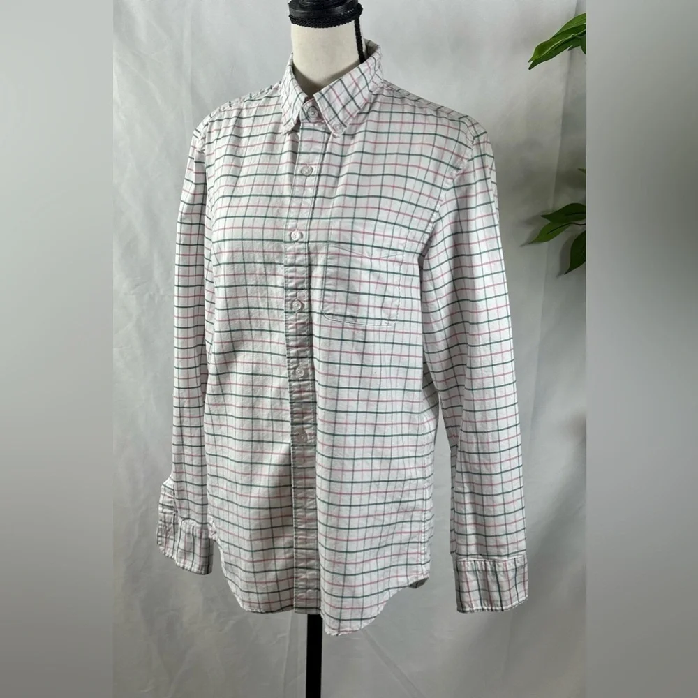 J. Crew Men's Pink and Blue Checkered Shirt